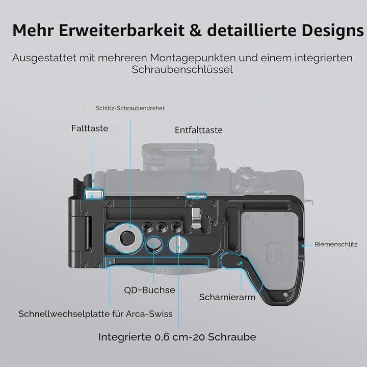 SMALLRIG Faltbare L-Halterung für Sony A7R V / A7 IV / A7S III, L-Bracket Faltbare Seitenplatte für