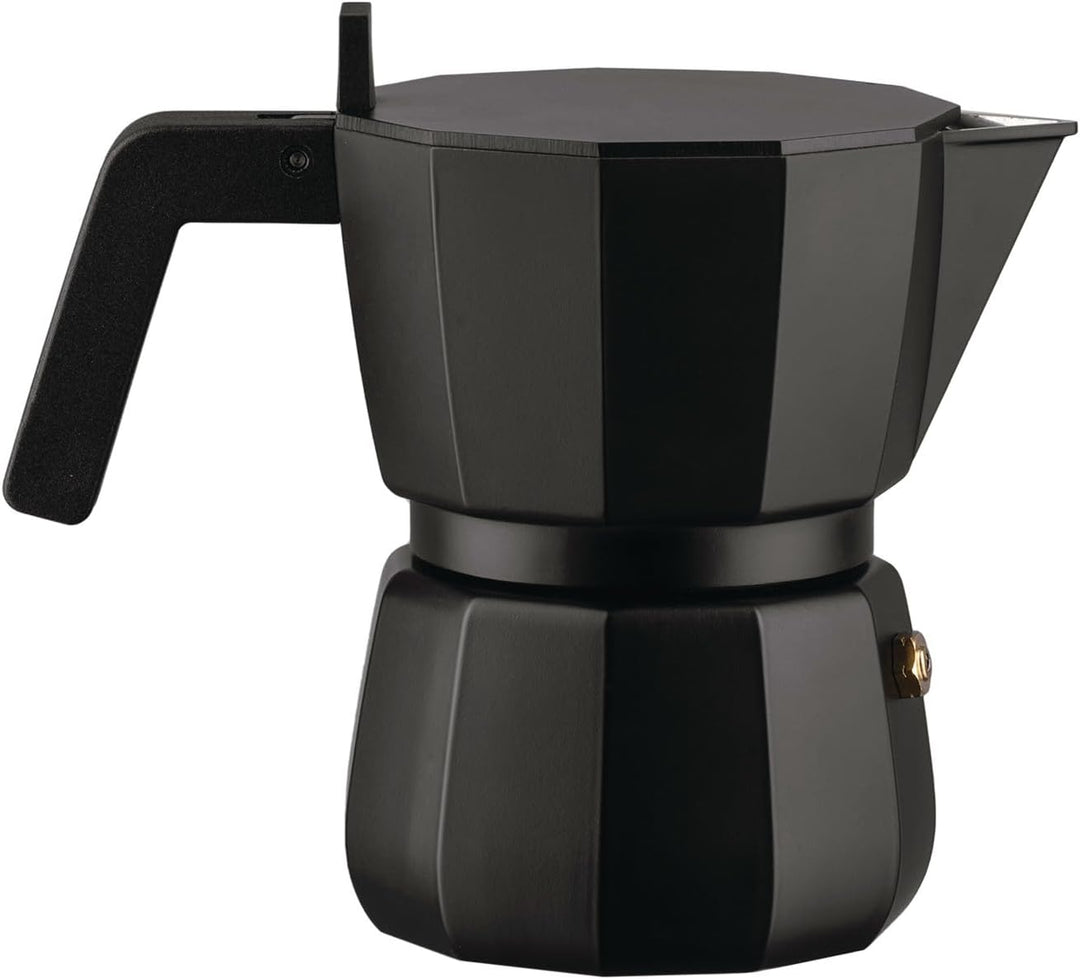 Alessi Moka DC06/3 B - Design Espressokocher aus Gussaluminium, Griff und Knopf aus PA, Schwarz, 3 T
