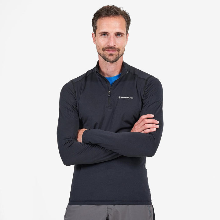Montane Dart Thermo Zip Neck Mens Base Layer Top M Schwarz, M Schwarz