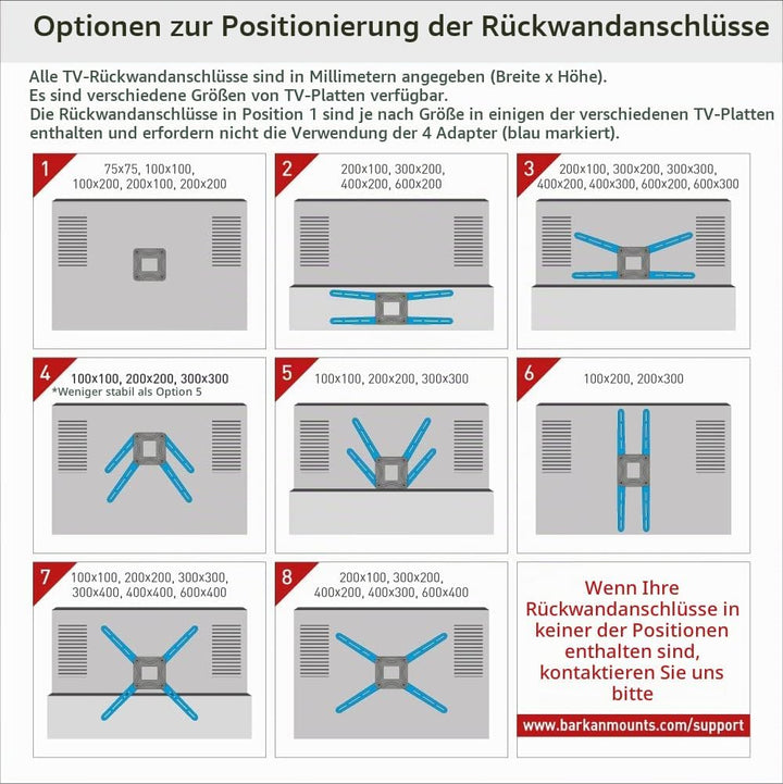 Barkan 53.5cm Lange TV Wandhalterung, 13-65 Zoll Schwenkbar/Neigbar/Vollbewegung luxuriösen TV Halte
