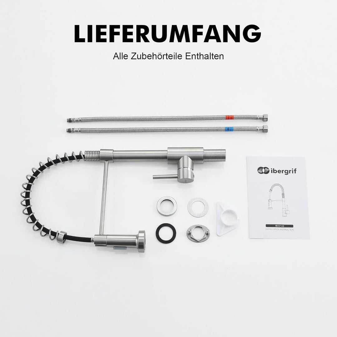 Ibergrif wasserhahn küche ausziehbar, Spring küchenarmatur mit brause, spültischarmatur 360 Schwenkb