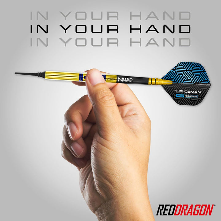 RED DRAGON Gerwyn Iceman Price Avalanche Pro Gold Premium Tungsten Darts Set mit Flights und Stielen