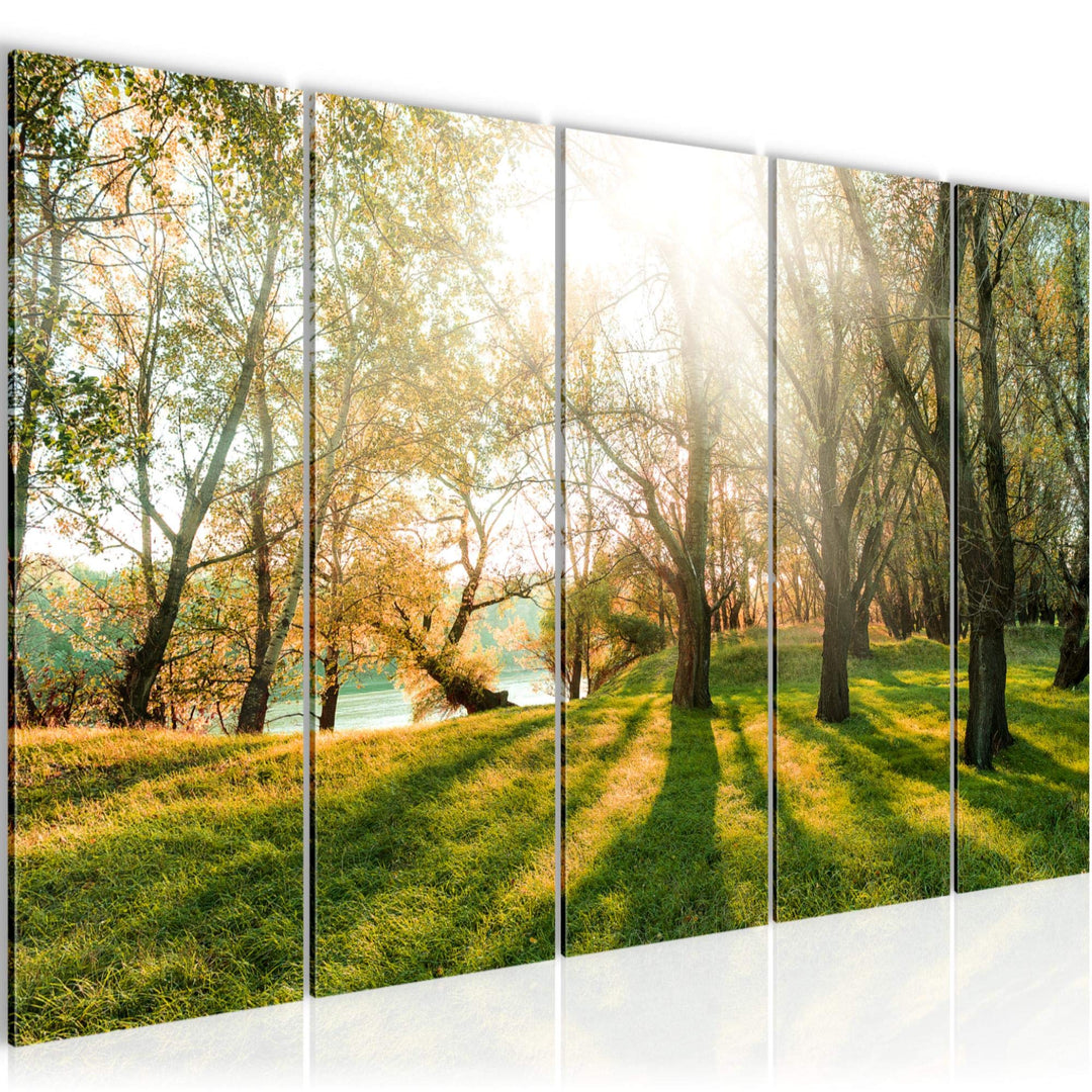 Runa Art Bild Wald Landschaft Wandbilder auf Vlies Leinwand 5 Teilig Wanddekoration Schlafzimmer Woh