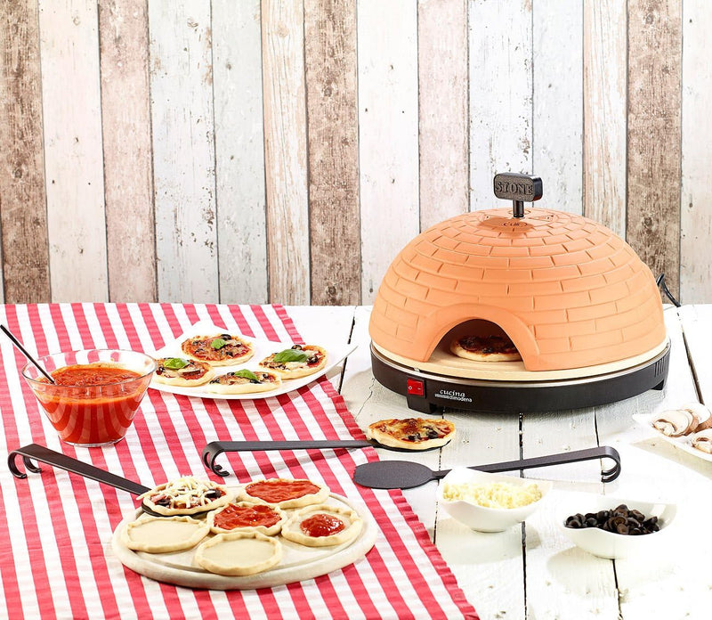 Cucina di Modena Pizza Dome: Premium Pizzaofen mit Terrakotta-Haube, Schamottstein-Platte, Ø 40 cm (