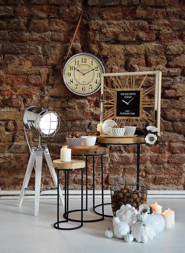 EMAKO Beistelltisch 3er Set klein deko rund holz Holztisch Balkontisch stapelbar Tisch Gartentisch K