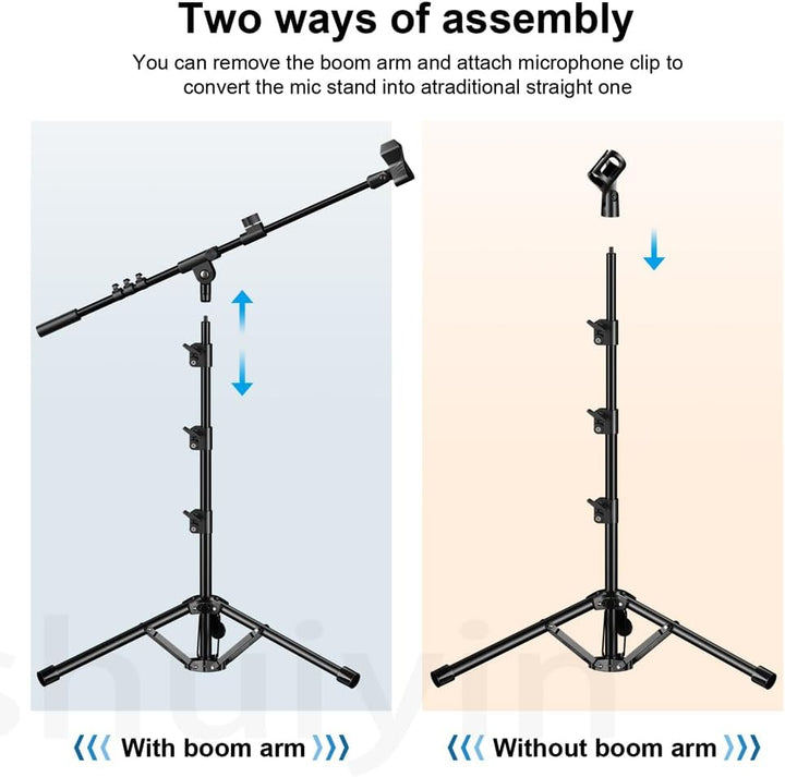 Mikrofonständer,Stativ-Boom-Arm Bodenmikrofonständer mit Höhenverstellbarer heavy - duty ausfhrung f