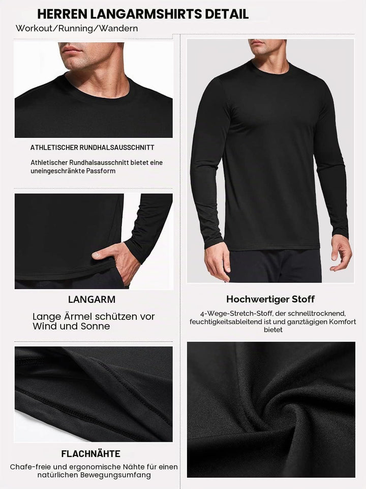 Boyzn 1, 3 or 5er Pack Herren Langarmshirt T-Shirts, UPF 50+ UV Schutz Schnelltrocknend Funktionsshi