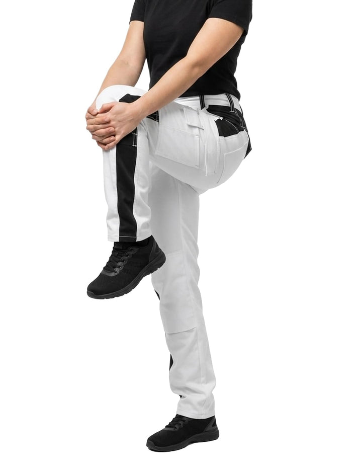 strongAnt Damen Arbeitshose komplett Stretch für Frauen Bundhose mit Kniepolstertaschen Schwarz Grau