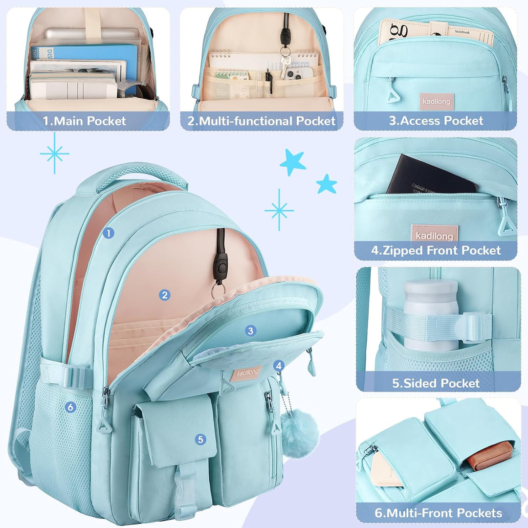 kadilong Rucksack Mädchen Teenager Schultasche Frauen Schulrucksack Studenten Rucksack Laptop Damen