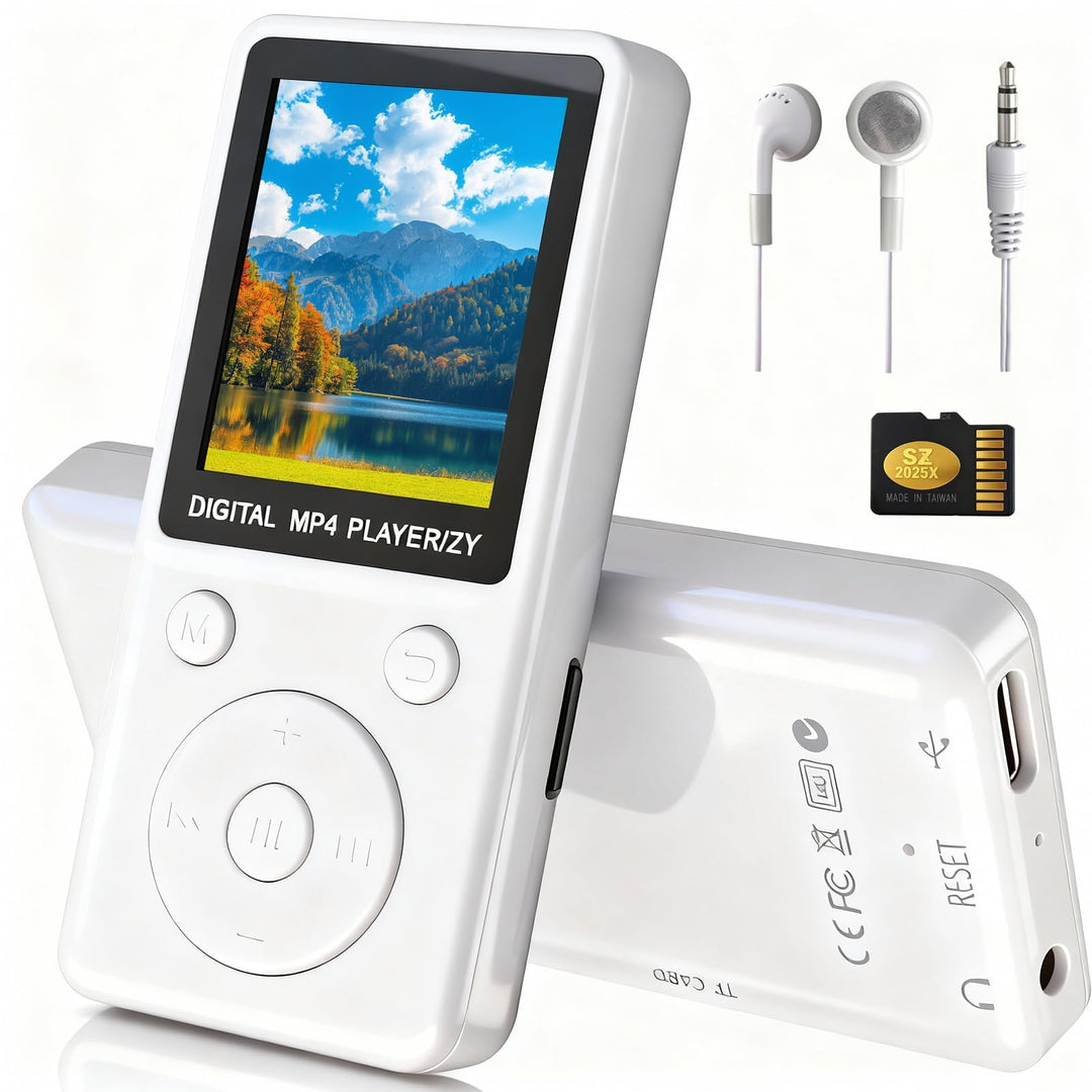 MP3 Player mit Bluetooth 5.2, 32GB Speicherkarte, 1,8 Zoll TFT Farbbildschirm, tragbarer Musikplayer