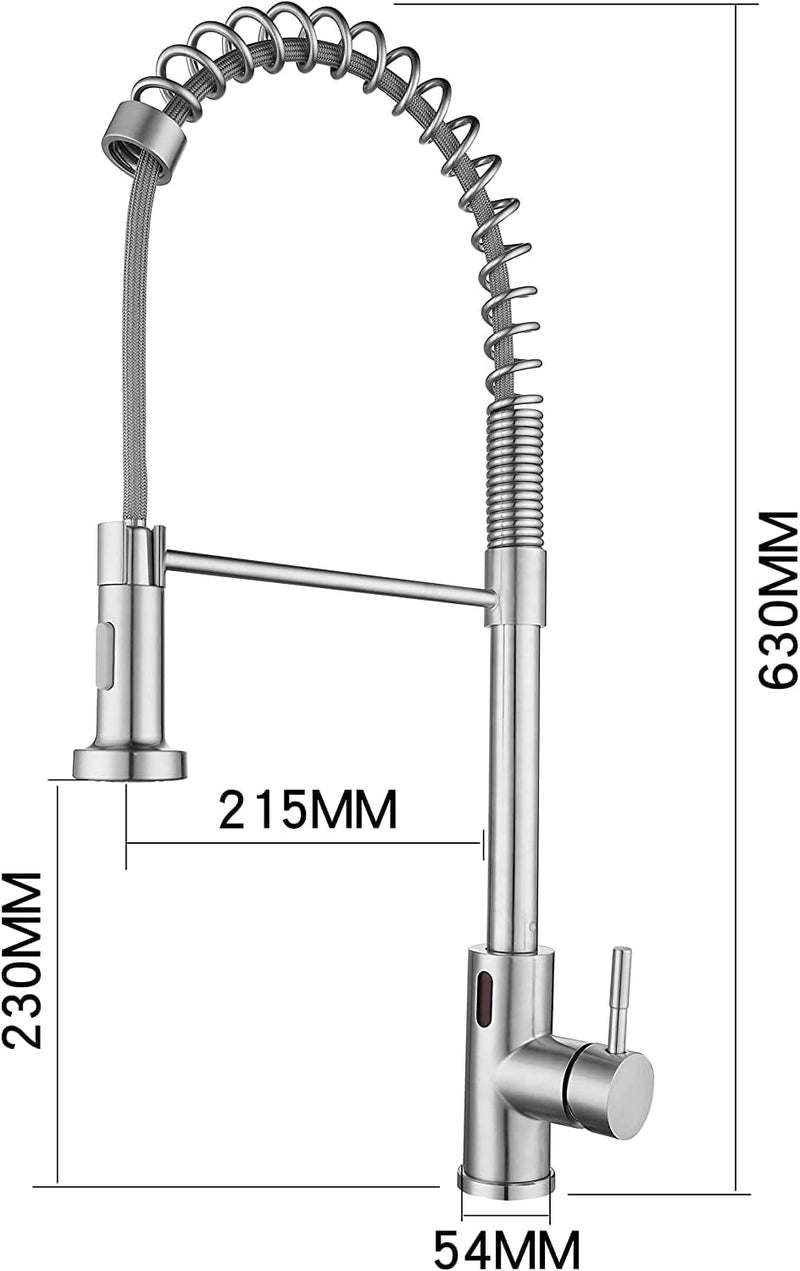 Gangang Berührungsloser Küchenspülenhahn Pull Down Spring Automatischer Sensormischer Edelstahlbürst