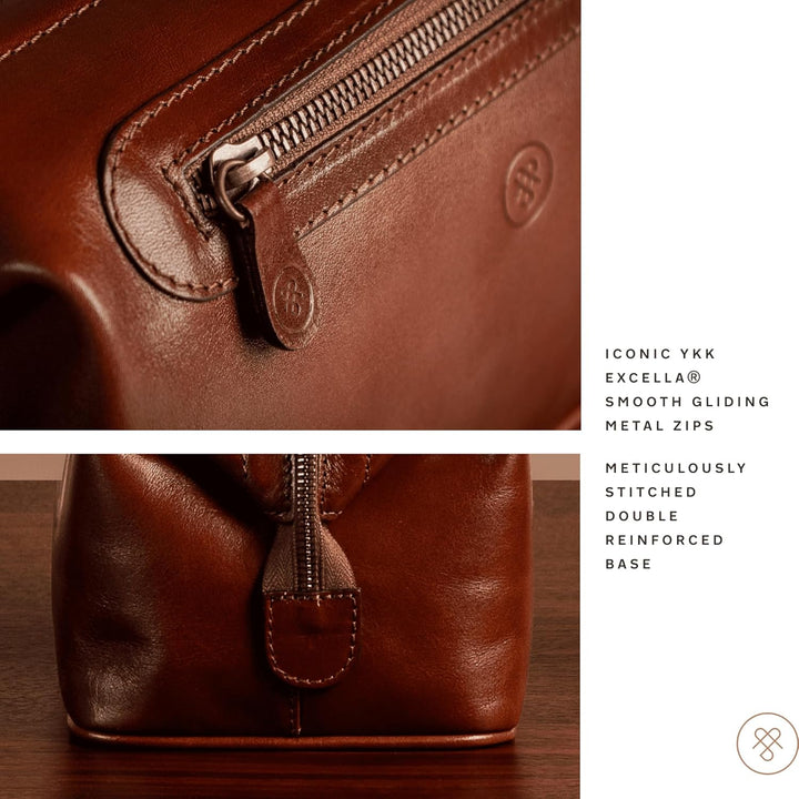 Maxwell-Scott Luxus Leder Kulturtasche (DunoL), Dunkelbraun, large, Dunkelbraun