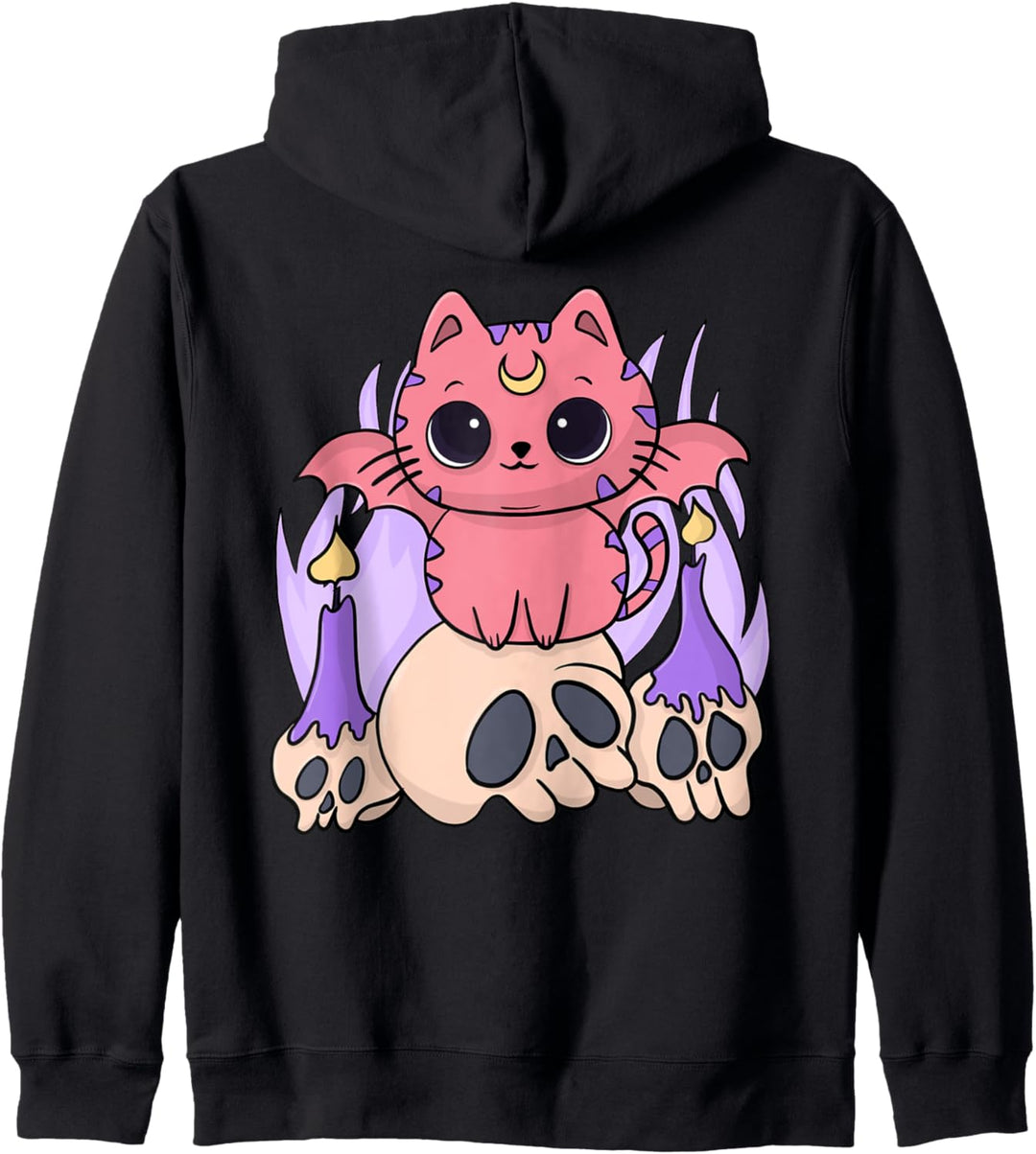 Lustige Neko Kawaii Pastell Goth Katze gruselig süsse Hexenkatzen Kapuzenjacke