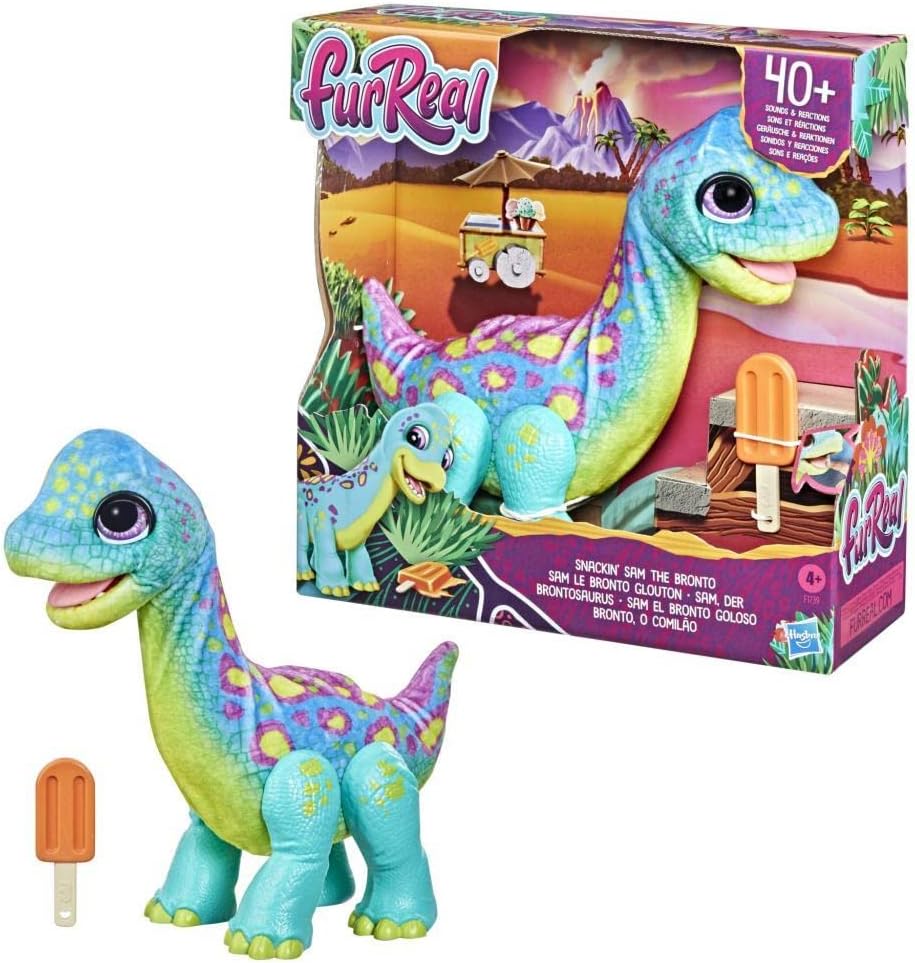 Hasbro furReal Sam, der Brontosaurus interaktives Animatronik-Plüschspielzeug, 40+ Geräusche und Rea