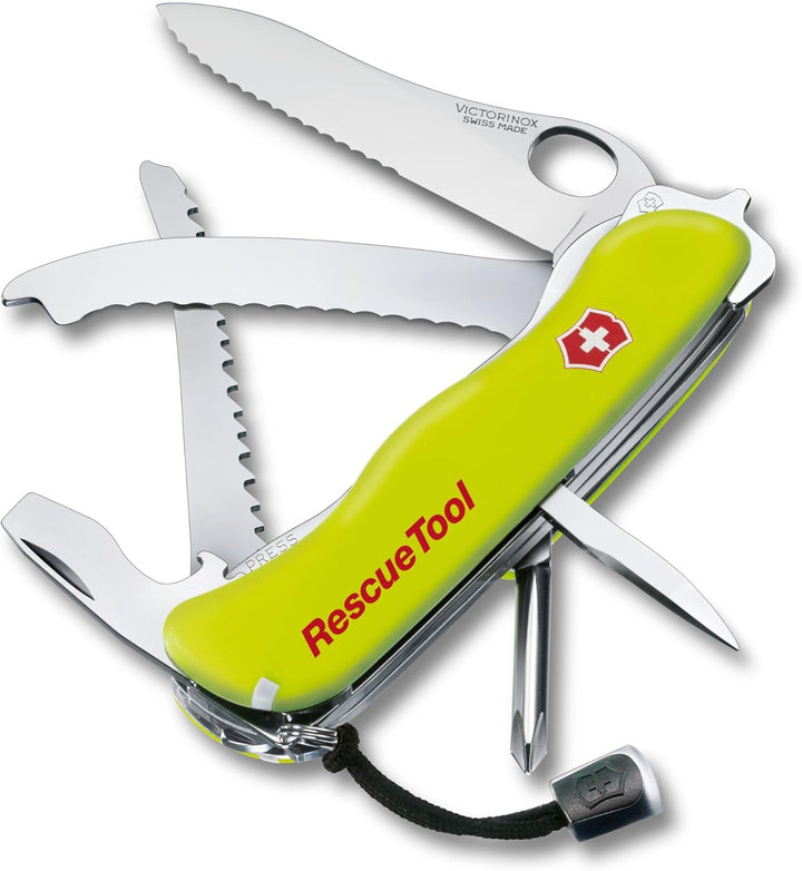 Victorinox Schweizer Taschenmesser Rescue Tool, Swiss Army Knife, 14 Funktionen, Frontscheibensäge,