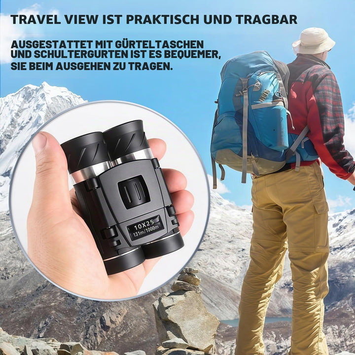 10x25 Kompaktes Fernglas,Faltbares Ferngla,Fernglas für Erwachsene und Kinder,Grosses Okular Einfach