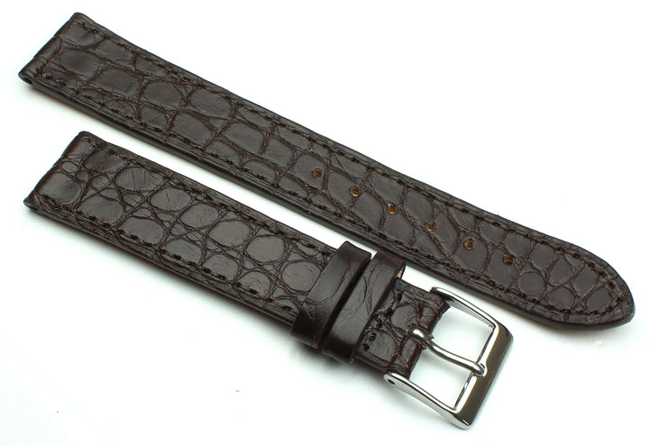 18mm Echt Alligator Klassik handgemacht in Deutschland Uhrenarmband Dunkel braun