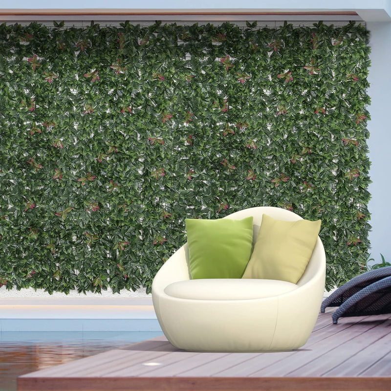 Outsunny 12 Stück künstliches Pflanzenwand Hecke 50x50 cm UV-Schutz Sichtschutz Glanzmispeln Design