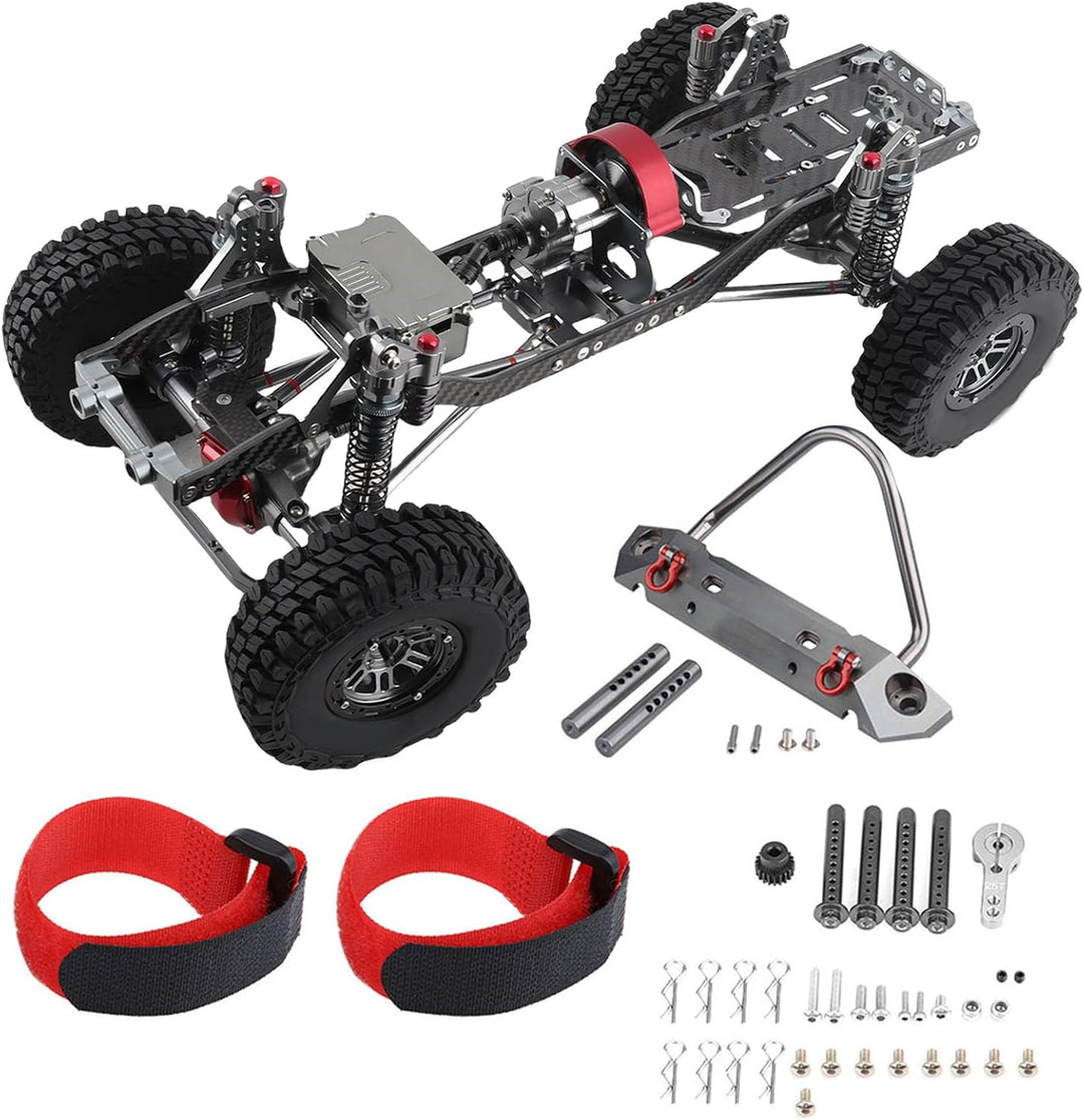 Tonysa RC Auto Rahmen 313mm Radstand RC Frame, RC Crawler Car mit Reifen, Aluminiumlegierung Kohlefa