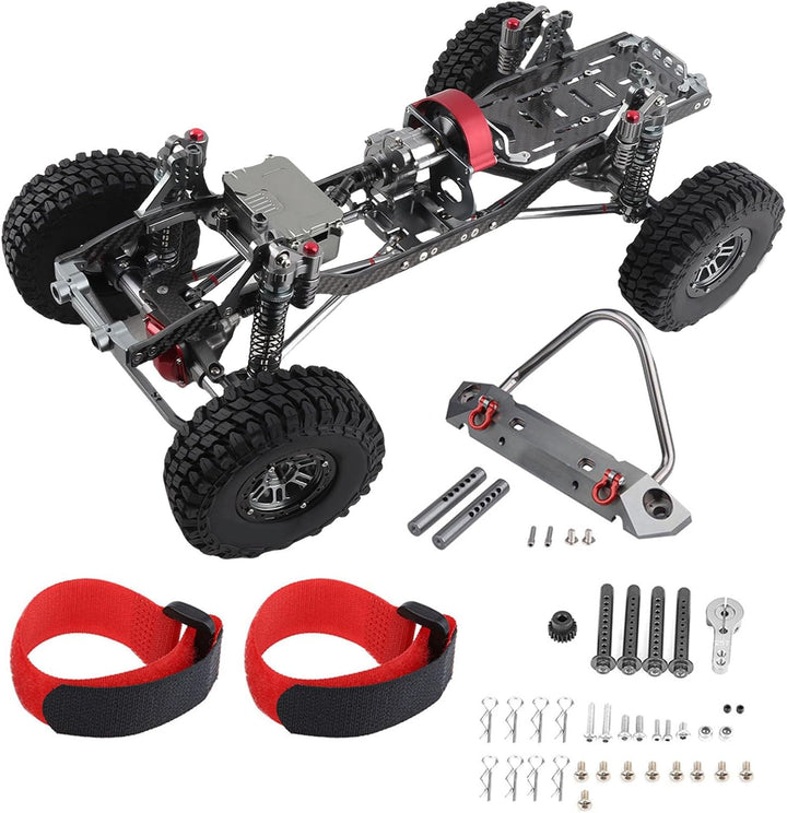 Tonysa RC Auto Rahmen 313mm Radstand RC Frame, RC Crawler Car mit Reifen, Aluminiumlegierung Kohlefa