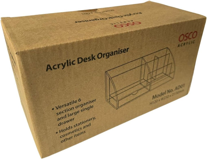 Osco AD01 Schreibtisch-Organizer aus klarem Acryl, Clear Acrylic Clear Acrylic Single, Clear Acrylic