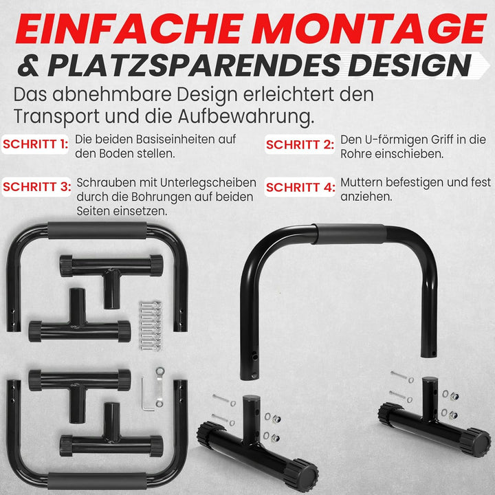 FUNFLEX Handstand Barren, Parallettes Liegestützgriffe aus Stahl – Rutschfeste Push-Up Bars, Dips &