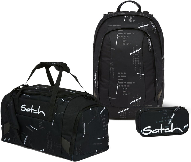 satch Air Schulrucksack Set 3tlg. inkl. Schlamperbox und Sporttasche Ninja Matrix, Ninja Matrix