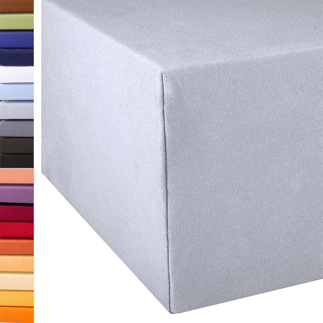 aqua-textil Exclusiv Spannbettlaken 180x200-200x220 cm Silber grau Jersey Baumwolle 230g/qm Spannbet