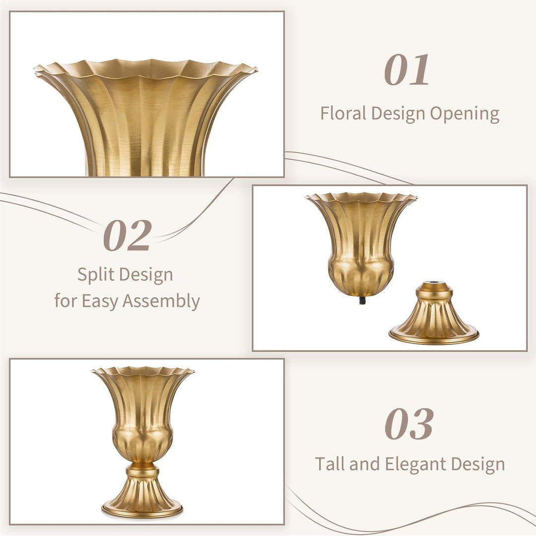 Sziqiqi Golden Metall Vase für Hochzeit - 2 Stück Klein Blumenvase Deko Hochzeit Mittelstücke, Vinta