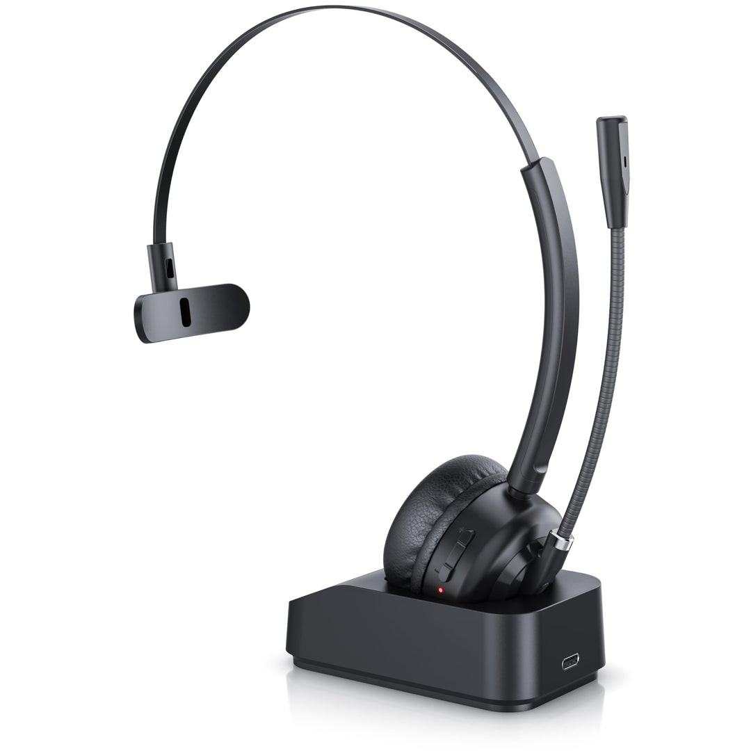 CSL - Bluetooth 5.3 Headset mit Ladestation - PC Headset mit flexiblem Mikrofon - Multipoint - kabel