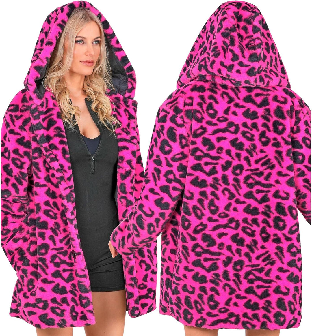 W WIDMANN MILANO Party Fashion - Leo Mantel für Damen & Herren, Kunstfell mit Kapuze, Plüschjacke, K