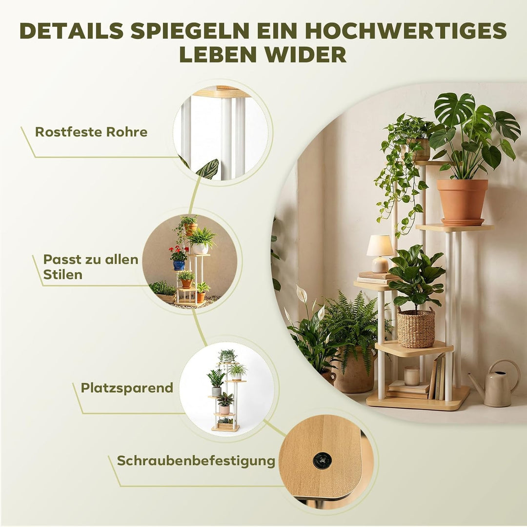Pflanzständer für den Innenbereich 5 Ebenen Blumenständer, Metall Pflanzenregal für Balkon & Wohnzim