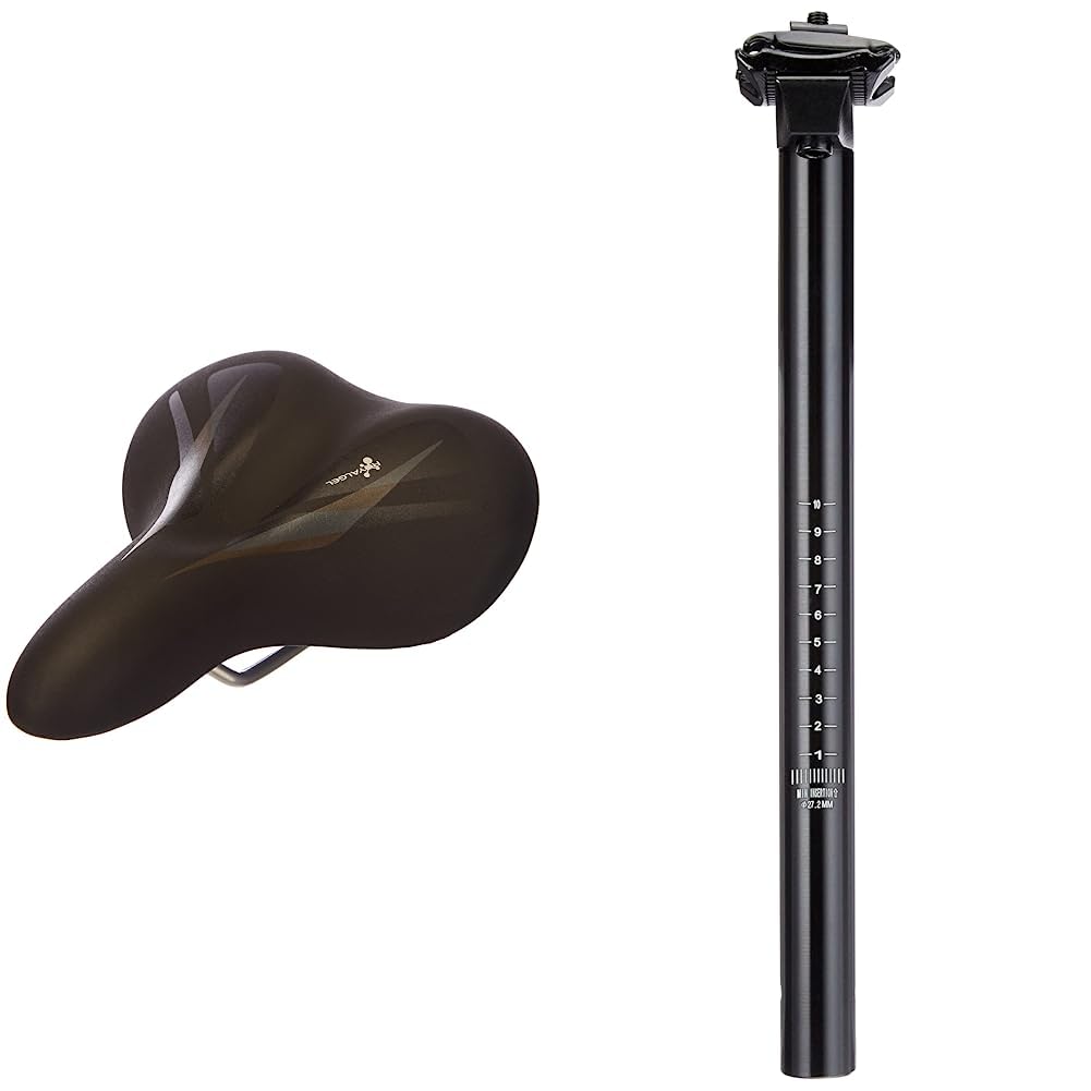 Selle Royal Damen Gel Trekkingsattel, schwarz, One Size Bundle mit Sattelstütze, Schwarz, Bundle mit