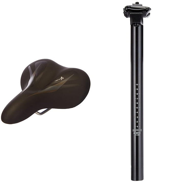 Selle Royal Damen Gel Trekkingsattel, schwarz, One Size Bundle mit Sattelstütze, Schwarz, Bundle mit