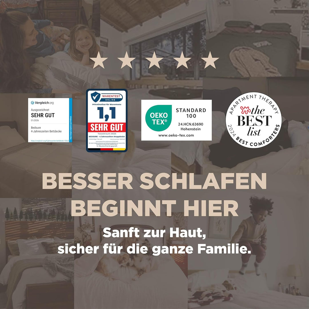 BEDSURE Bettdecke 135x200 Ganzjahresdecke 4 Jahreszeiten, Steppdecke für Allergiker 300GSM Duvet 135