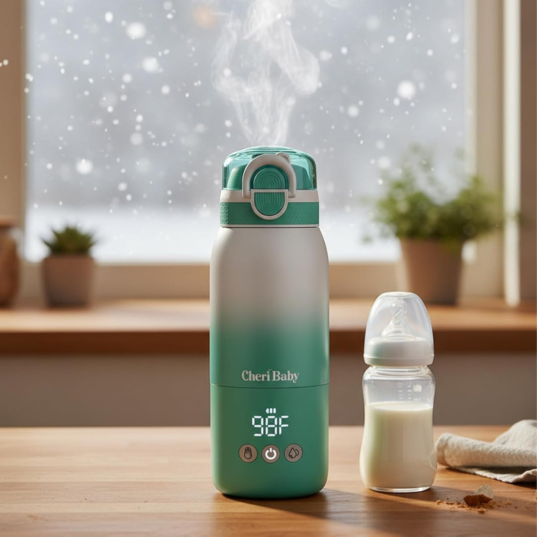 Tragbarer Flaschenwärmer unterwegs für Baby, Schnelles Aufheizen und Lange Akkulaufzeit 12000mAh, Zw