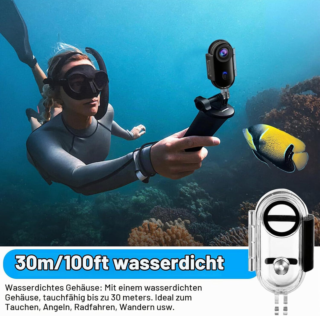 OBEST Action Cam 4K 360 Action Kamera Mini Bodycam Körperkamera, Magnetisch Vlog POV Camera, WiFi Un