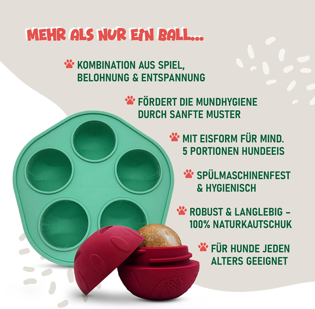 SmoothieDog Schleckball + SmoothieDog Hundesmoothie 6er Mix Klassik - Schleckball für Hunde, Snackba