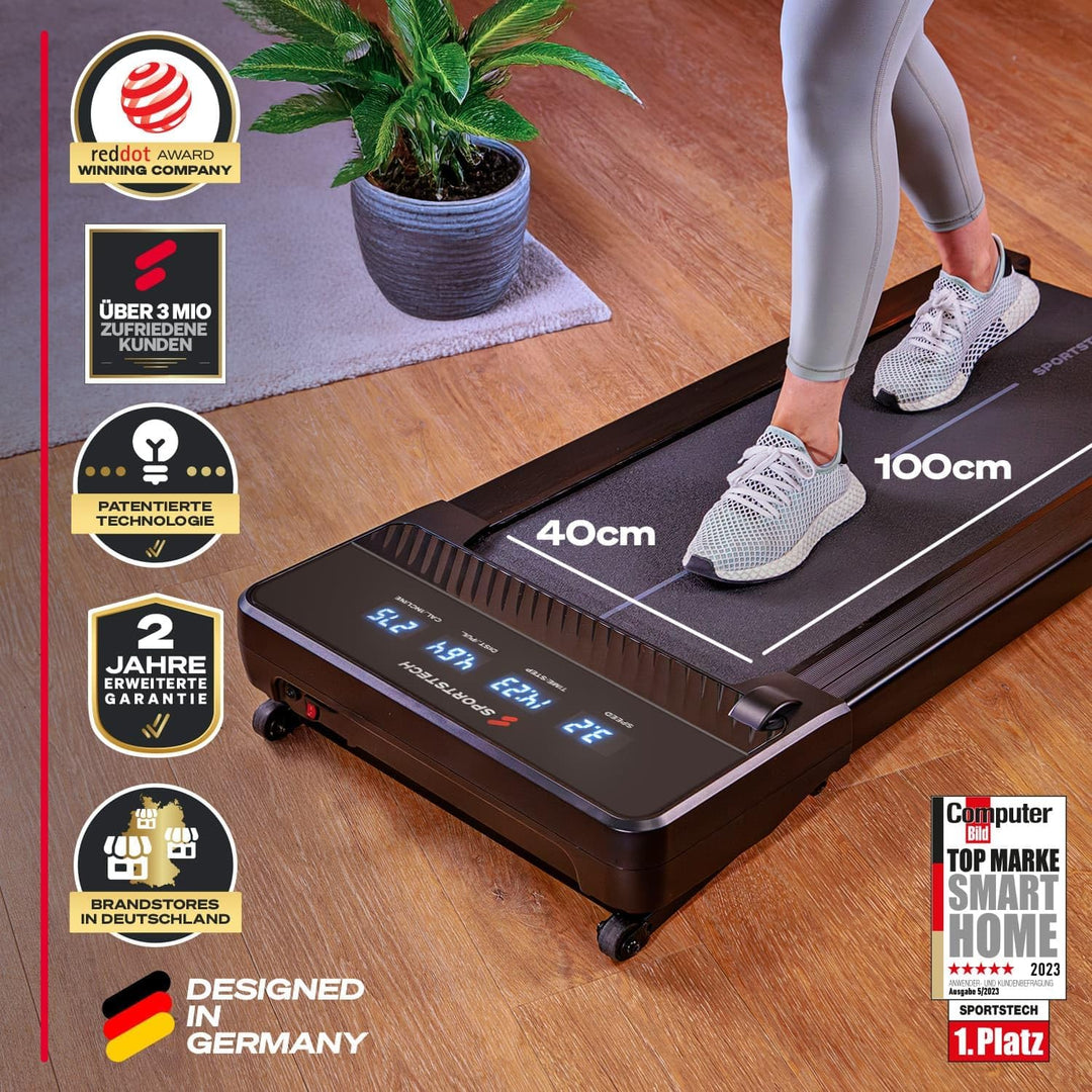 Sportstech Walking Pad, automatische Steigung bis 19%, Laufband für Zuhause und Schreibtisch, LED-Di