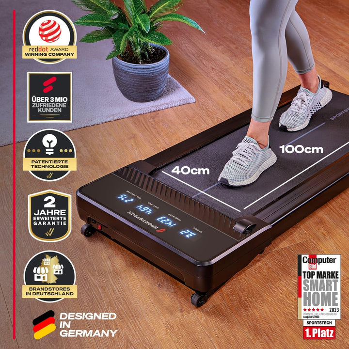 Sportstech Walking Pad, automatische Steigung bis 19%, Laufband für Zuhause und Schreibtisch, LED-Di