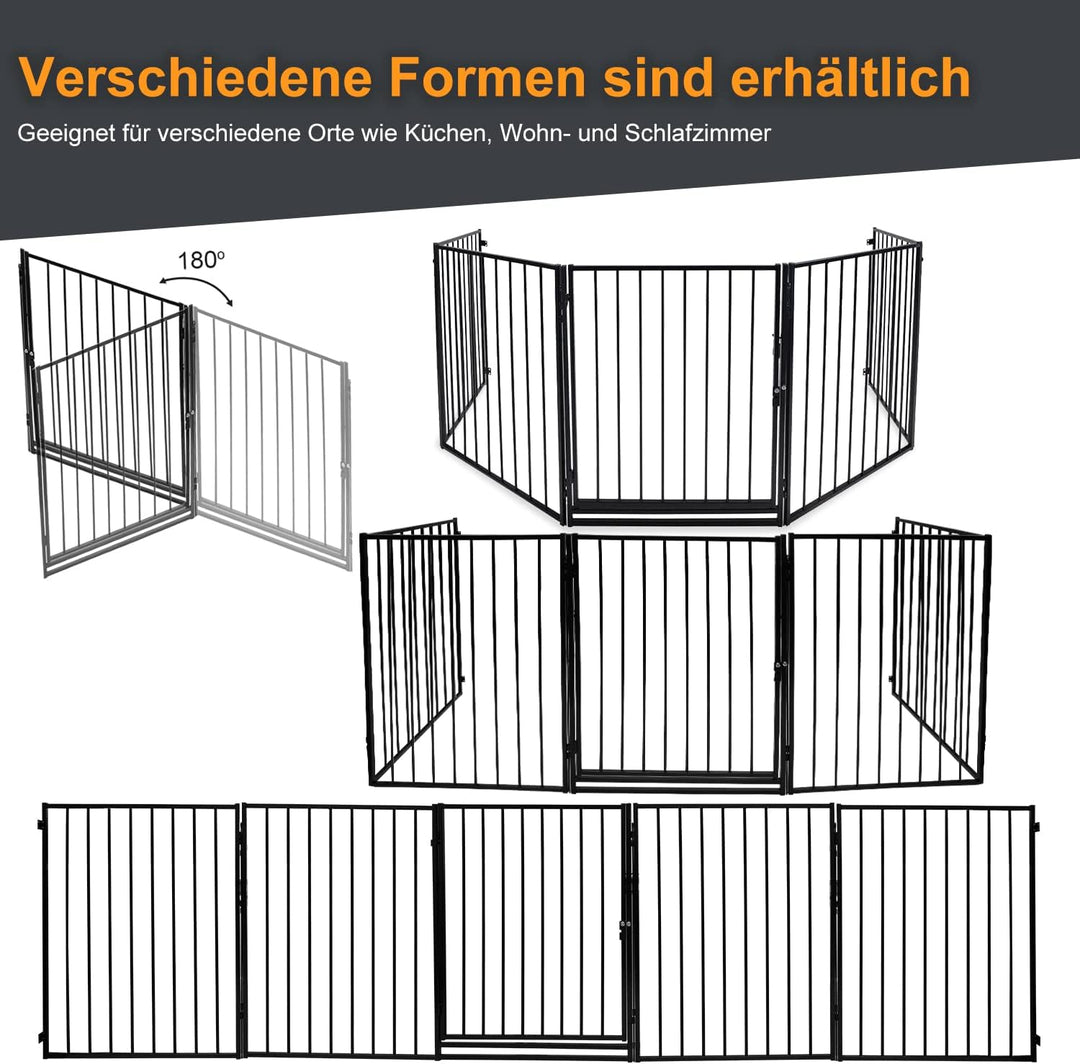 Kaminschutzgitter mit Tür 304 cm Metall Ofenschutzgitter Laufstall Absperrgitter mit Huckepackversch