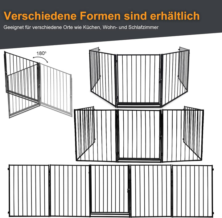 Kaminschutzgitter 304cm, Absperrgitter Ofenschutzgitter, Kinderschutzgitter 5-teilig, Kamingitter mi