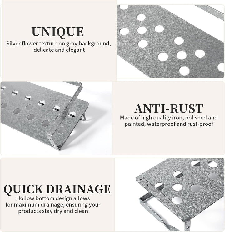 Uten Wandregal Metall, Bad Regal Kücheregal 2er Set, Metallregal Wand 40cm mit Handtuchhalter, für W