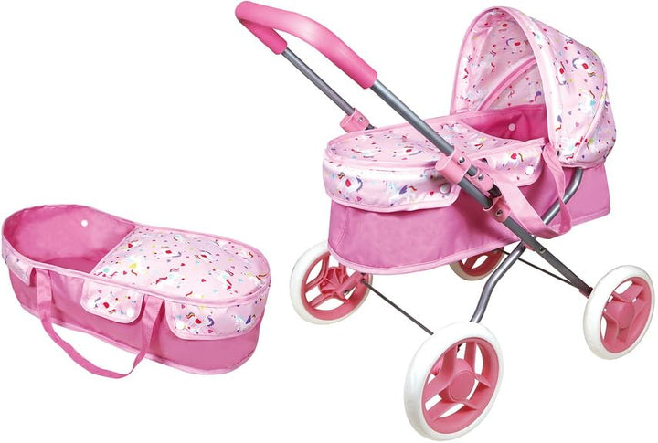 die Wiege ist abnehmbar. Höhe des Griffs 46 cm. Für Babys mit einer Grösse von 40 cm (nicht im Liefe