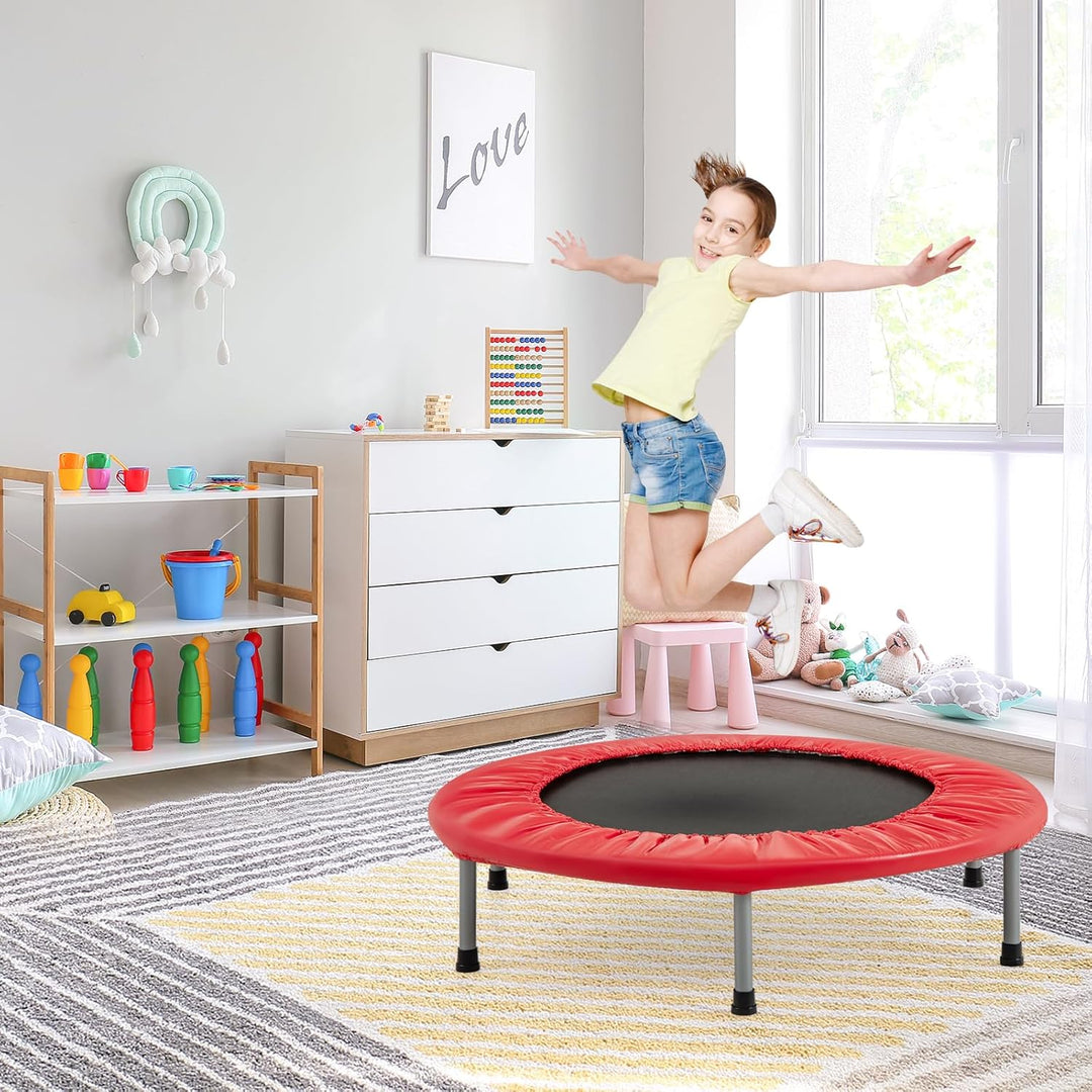COSTWAY φ97cm Mini Trampolin, Fitness Trampolin faltbar, Kindertrampolin bis 150kg belastbar, Trampo