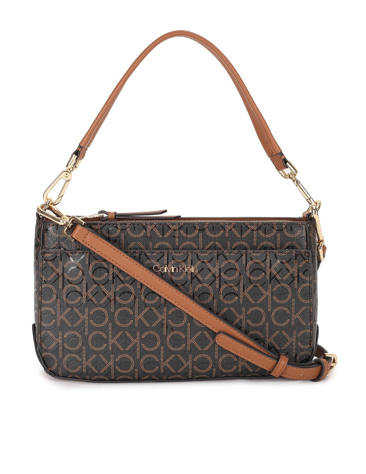 Calvin Klein Damen Lucy Schultertasche mit DREI Fächern Braun/Khaki/Karamell-prägung, Braun/Khaki/Ka