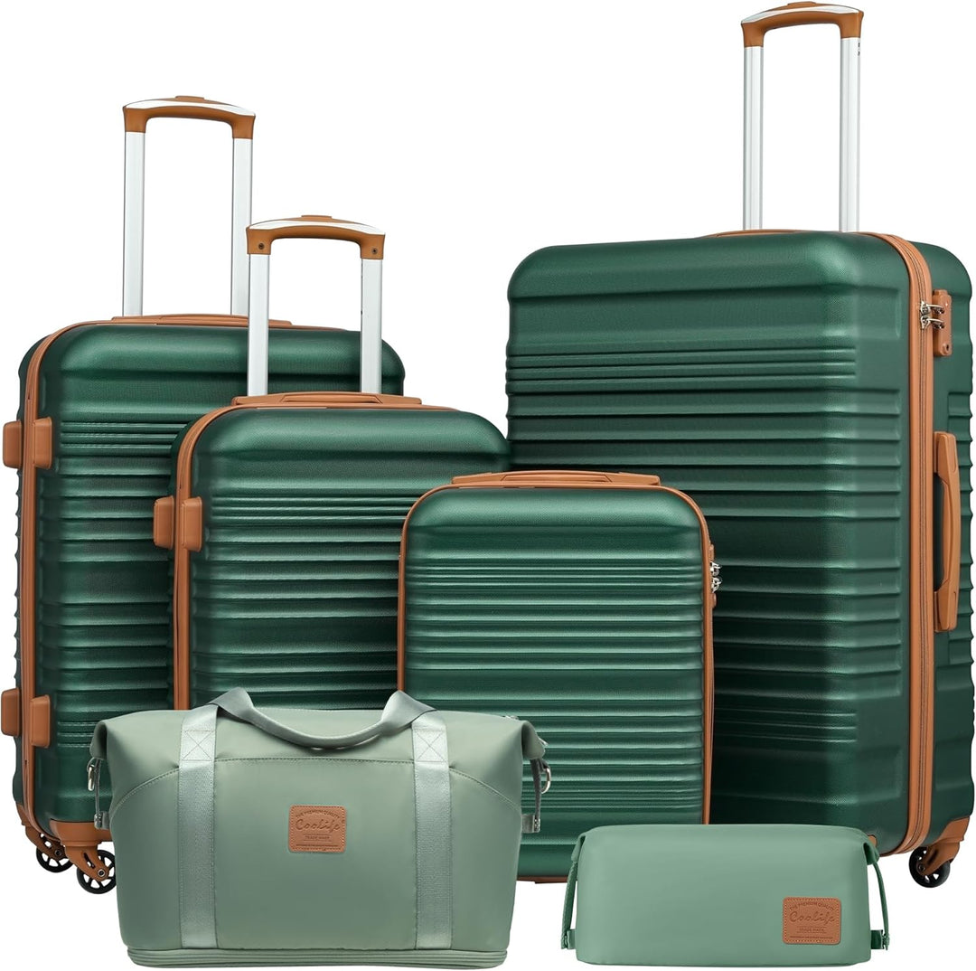 COOLIFE Koffer-set Trolley Koffer ABS Hartschale Reisekoffer 4 Rollen TSA-Schloss einziehbarer Troll