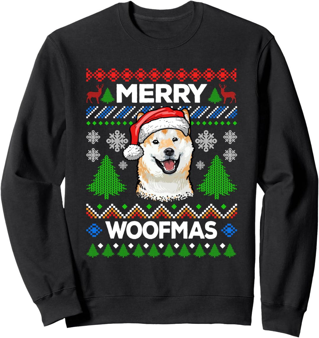 Merry Woofmas Ugly Sweater Weihnachten Shiba Inu Hunde Sweatshirt