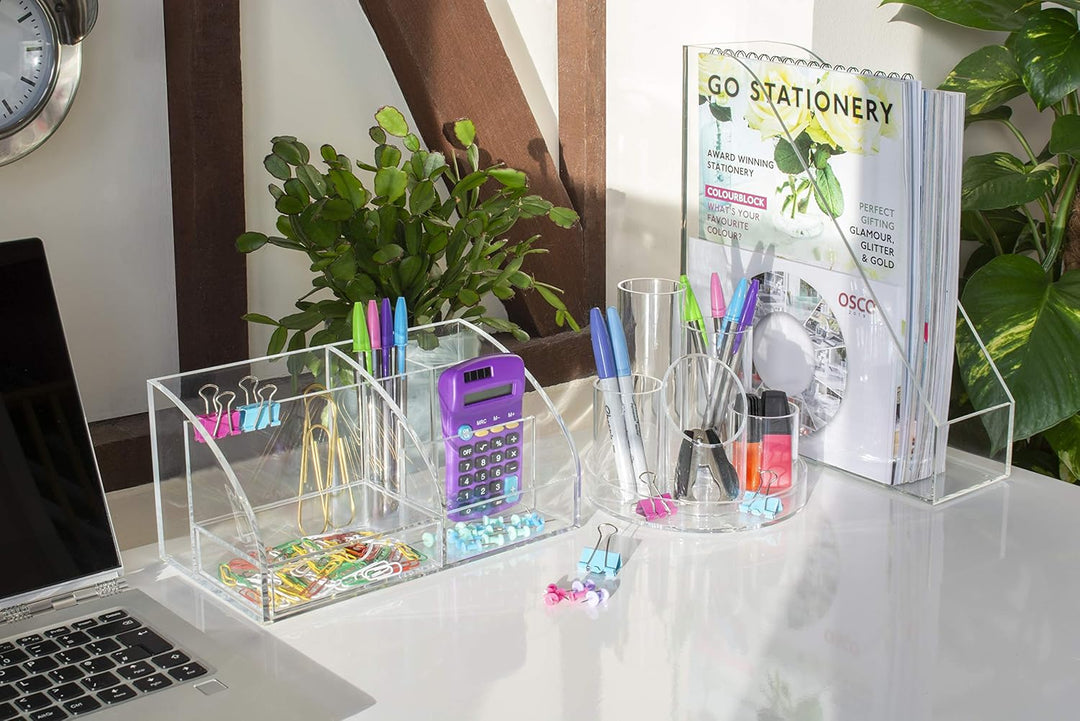 Osco AD01 Schreibtisch-Organizer aus klarem Acryl, Clear Acrylic Clear Acrylic Single, Clear Acrylic