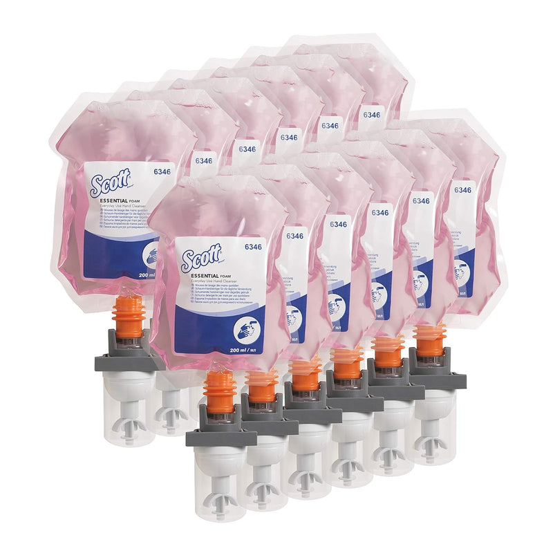 Scott Essential, 6346, Schaum-Handseife für die tägliche Verwendung, 200 ml, rosa, 12 x 200 ml Beute